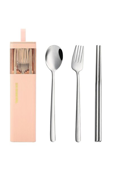 Generic Stainless Steel Travel Utensils with Case, Reusable Fork and Spoon Se...