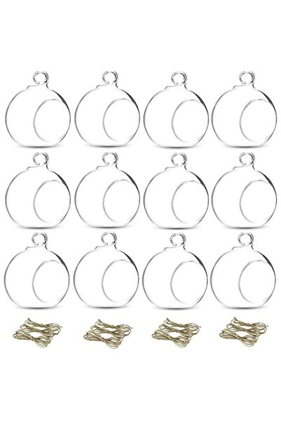 Generic Brand 12 Pcs 3.15" Diameter Hanging Glass Terrarium Globe Tea Light C...