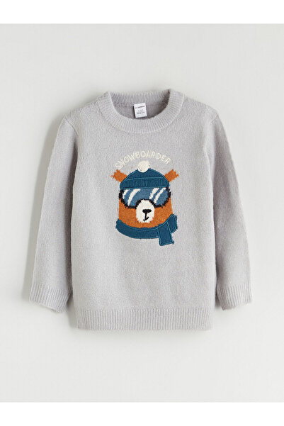 LC Waikiki Vizyon New Season Crew Neck Printed Long Sleeve Boys' Knitwear Sweater