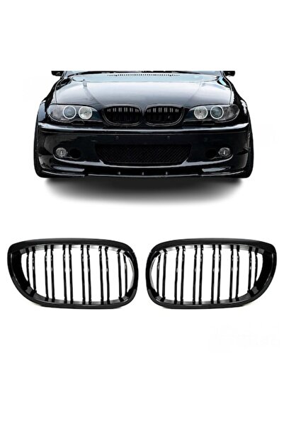 AutoUp Grile duble BMW Seria 3 E46 coupe/convertible 2003-2006 Negru Lucios