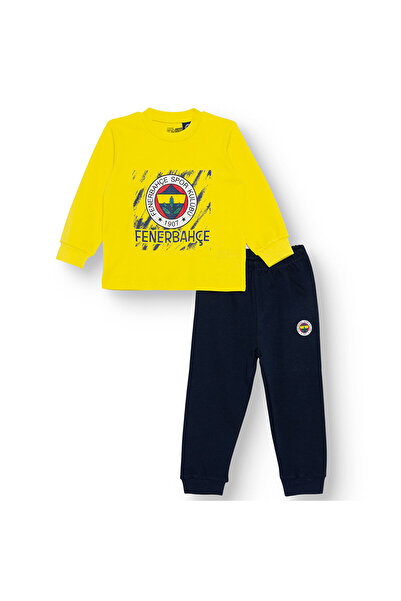 Fenerbahçe Erkek Bebek Uzun Kol Pijama Takımı İnterlok Bisiklet Yaka Reçme Paça