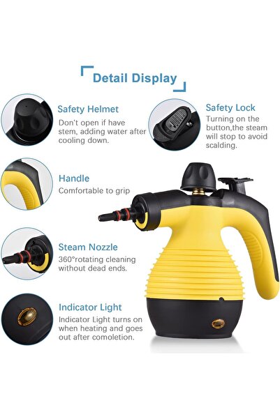 EACAM 1050W Handheld Steam Cleaner, Multi-Function, High-Temperature, 9 Accessories