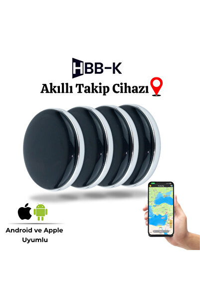 HBB-K TAG İOS & Android Uyumlu Airtag Gps Takip Cihazı Siyah (4'lü Paket)