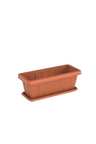 Generic Cosmoplast 18" Cedargrain Rectangular Planter with Tray