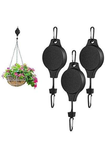 Generic 3 PCS Heavy Duty Retractable Plant Hanger, Black Plant Pulleys for Ha...