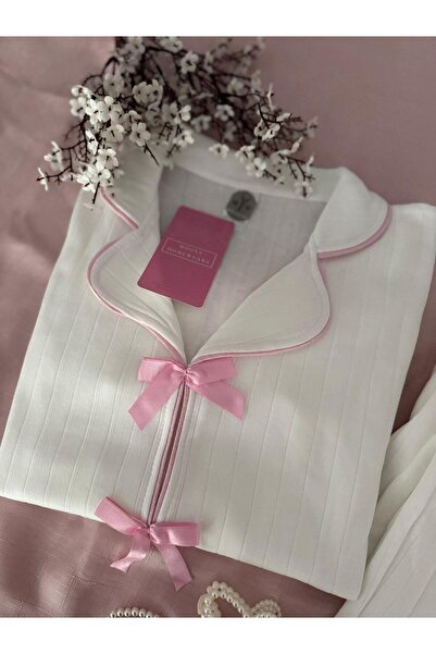 MH Moony Homewears Hijo Pembe Kurdele Kışlık Termal Merlin Kumaş Pijama Takımı