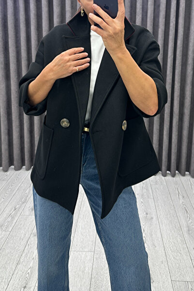 Suziş Двуцветно кашмирено палто с яка 4S3004