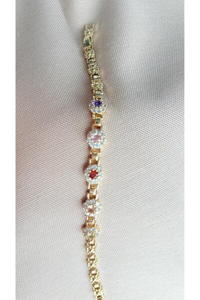 NİSA HOME Kadın Renkli papatyalı 14 K Kaplama Minimal Şık Bileklik – Günlük T...