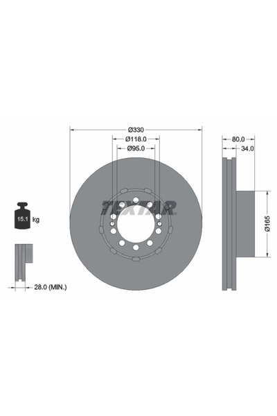 TEXTAR Спирачен диск Renault Trucks D