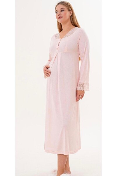 EM&FA TEKSTİL ثوب نوم للحوامل مع تفاصيل من الدانتيل