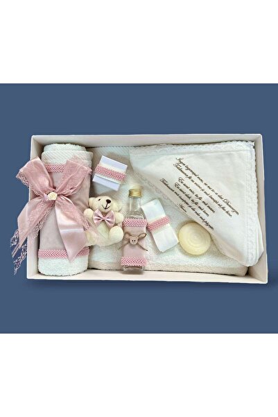 KidsMagazin Delicate Pink Christening Set with Bear and Accessories