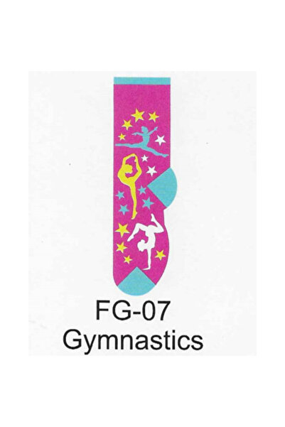 Foozys جوارب بوليستر مطبوع برسومات جمباز للأطفال مقاس 6-8 1/2