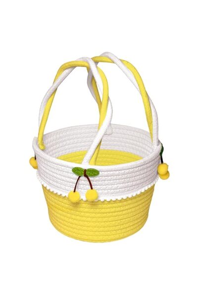Generic Small Picnic Basket for Girls, Cute Woven Cotton Rope Basket with Che...