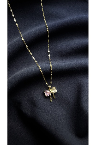 GLOSSY JEWELERY Stone Bow Necklace