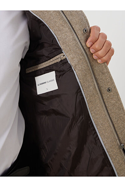 LC Waikiki Vizyon Yeni Sezon Büyük Beden Standart Kalıp Dik Yaka Erkek Kaşe Kaban