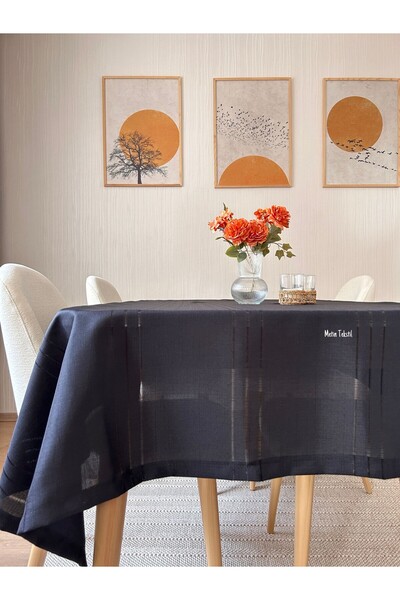 metin tekstil Față de masă neagră, rezistentă la pete, 160x220
