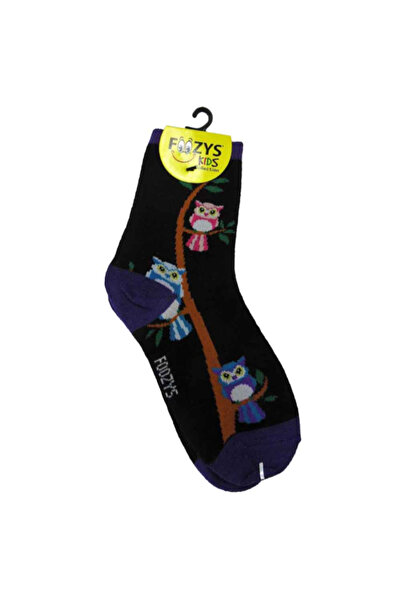 Foozys جوارب بوليستر للأطفال مطبوع برسومات بومة على الأشجار، مقاس 6-8 1/2