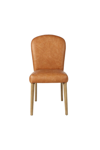 micasa Premium Top Grain Leather Upholstered Solid Back Dining Chair