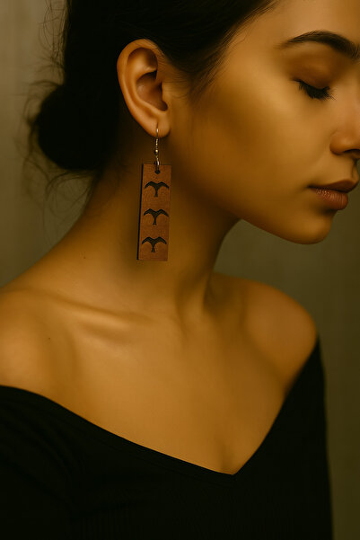 bitangosu Wooden Dangle Earrings – Three Birds in Flight