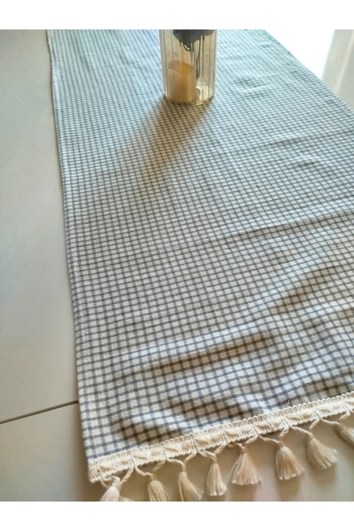 denizli hatırası Runner din in organic, bumbac 100% bucăți, moale, ușor de călcat, cremă, cu franjuri, 47x120 cm