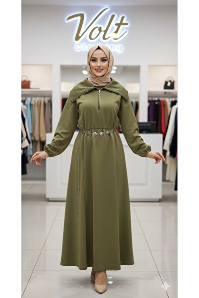 VOLT CLOTHİNG Hijab Dress with Belt Accessory Detail