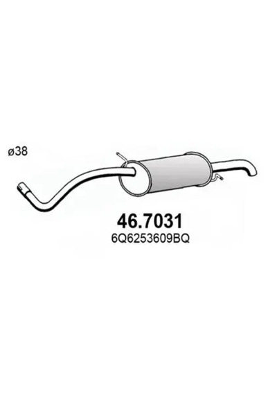 ASSO Toba Esapament Finala Seat Cordoba/Ibiza 3/Ibiza 4 Skoda Fabia 1/Fabia 2