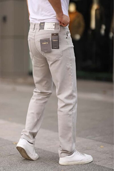 NARİN JEANS Lorda Gi̇yi̇m by Toni̇s Jns Men's Regular Pipe Leg Lik Stretch Fabric Dri̇gez Denim Fabric Washed Trousers