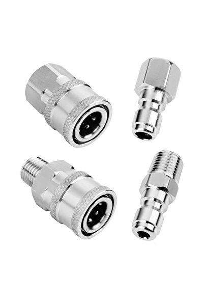 Generic 2 Sets NPT 1/4 Inch Pressure Washer Coupler Quick Connect Plug Stainl...