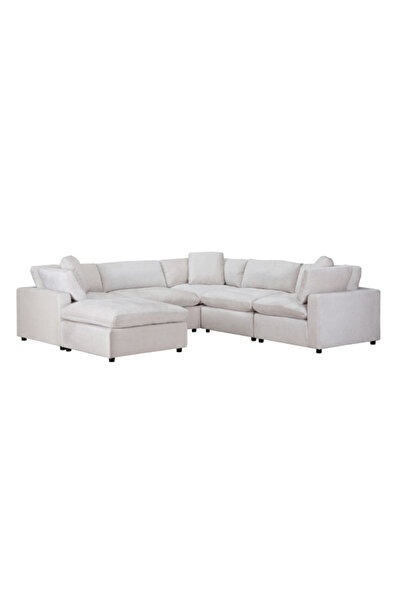 micasa Durable High-Quality Duck Feather 6-Seater Corner Sofa