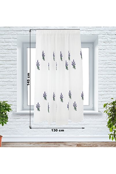 OEM Kitchen curtain, 130x145 cm, with drapery, lavender, white/purple