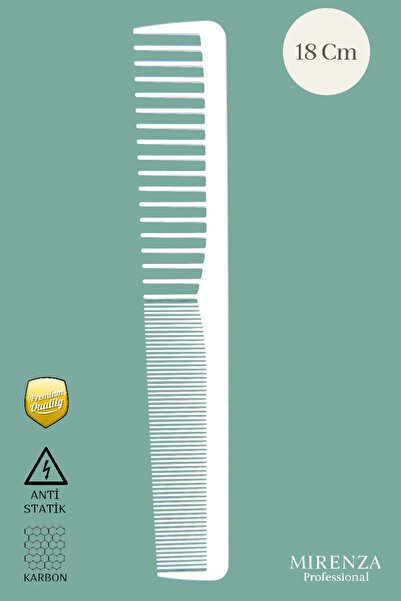 mirenza cosmetic Profesyonel Berber Kuaför Saç Kesim Tarağı - Beyaz Karbon Tarak