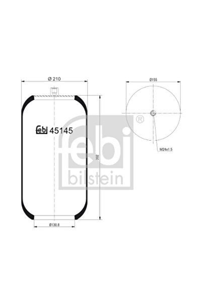 FEBI BILSTEIN Burduf Suspensie Pneumatica Axa Fata Dreapta Mercedes-Benz Inte...