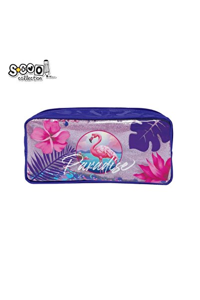 S COOL Penar tip poștă cu paiete, 1 fermoar, FLAMINGO, 22x11x5.5 cm - S-COOL