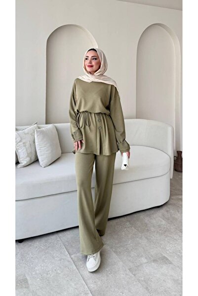 Molly Nelly Women's Casual Skirt Buttoned Blouse Pants Set