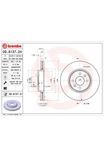 Brembo Set Discuri Frana Renault Clio 3/Laguna 1/Megane 1 1996-2021