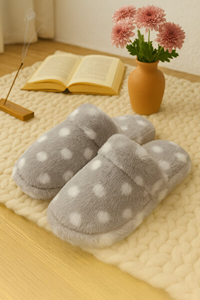 ALB TERLİK AYAKKABI SAN. TİC. LTD. ŞTİ. Women's Polka Dot Comfortable House Slippers - Comfortable, Soft Sole and Stylish Plush Model