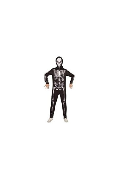 OEM Children's Halloween Costume – Skeleton with Hood and Mask, Full Print, 8 Years (111-136 cm)