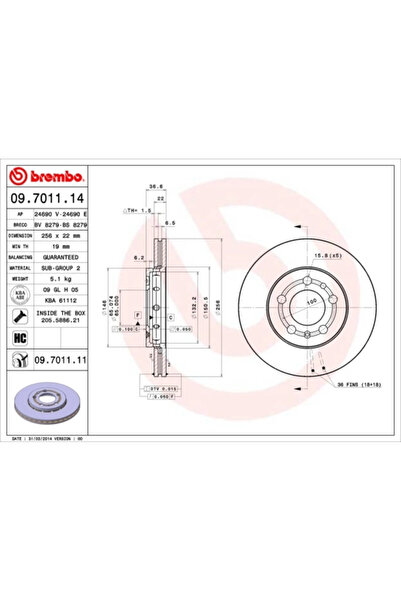Brembo Disc Frana Audi A1/A3 Seat Ibiza 4/Toledo 2