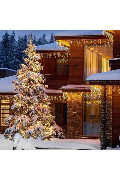 OEM Instalație de Crăciun 10m, 250 LED-uri, 8 efecte luminoase, Exterior/Interior, Interconectabil, Alb Cald