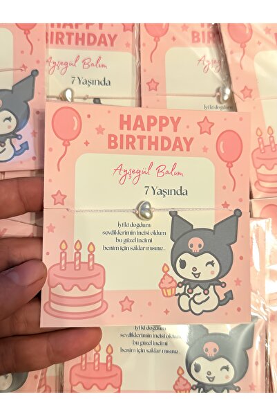 Mapel 18 Adet Kuromi temalı kişiye özel isimli şans bilekliği, doğum günü hed...