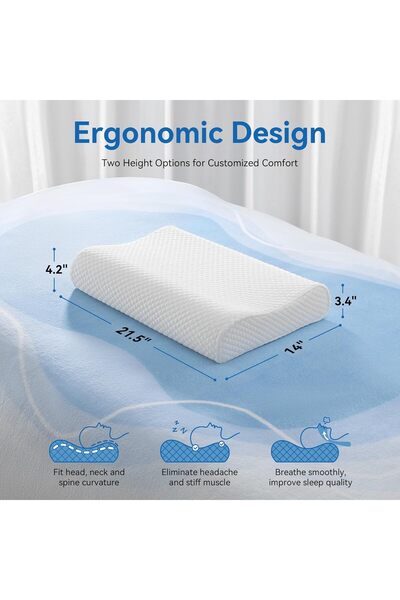 CONTOUR AM AEROMAX Memory Foam Cervical Pillow for Neck Pain Relief