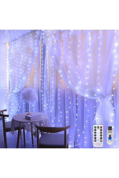 Galaxia Luminițe de Crăciun tip perdea 3x3 m, 300 LED-uri, impermeabile, regl...