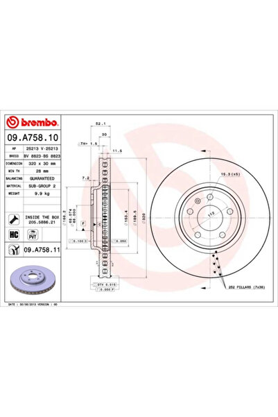 Brembo Set Discuri Frana Audi A4 B8/A5/Q5 Audi (Faw) A4L B8 2007-2018