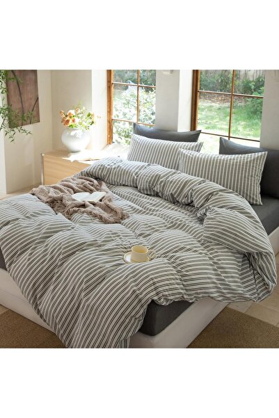 OPAQ طقم غطاء لحاف مطاطي مزدوج بخطين