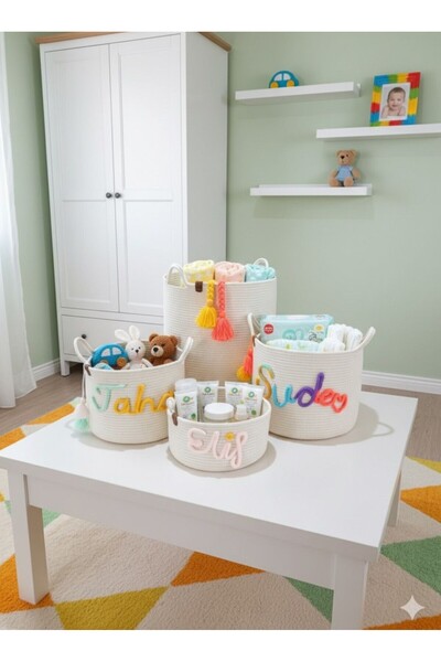 Ahs Tasarım Kişiye Özel İsimli Örgü Oyuncak ve Eşya Sepeti – Çocuk Odası