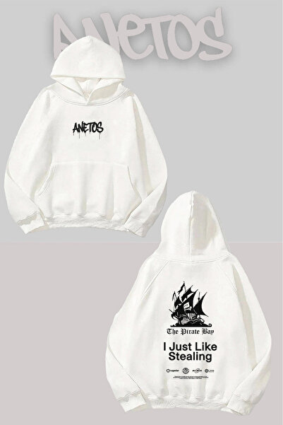 Anetos Sunt doar îmi place să furcăm Sırt cu imprimeu Beyaz cu glugă Swea tricou