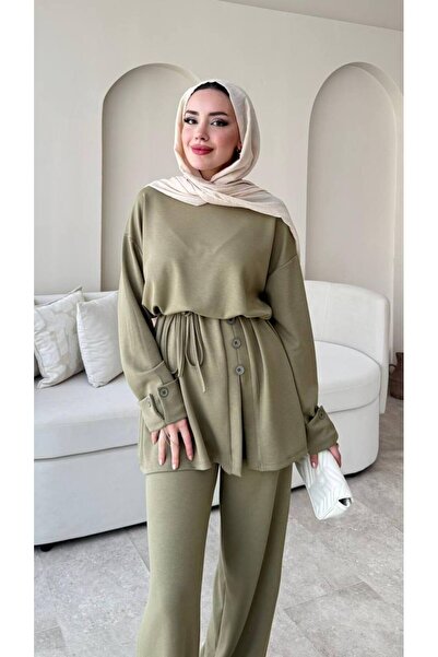 Molly Nelly Γυναικείο Σετ Φούστα Casual με Κουμπιά Μπλούζα και Παντελόνι