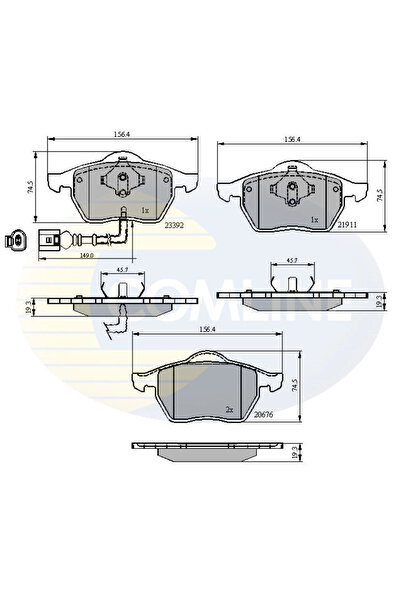 Comline Комплект накладки за дискови спирачки Audi A3/Tt Seat Toledo 2