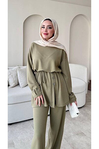 Molly Nelly Women's Casual Skirt Buttoned Blouse Pants Set