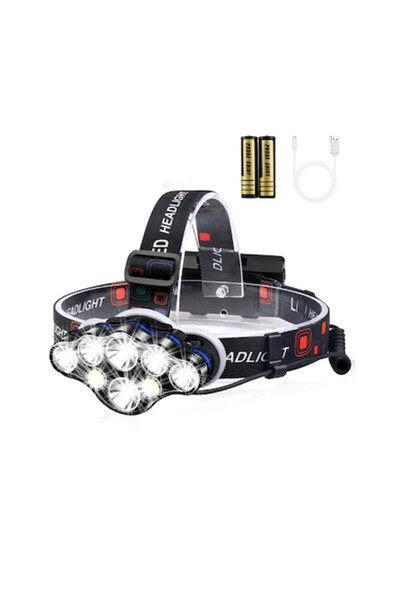OEM Alainn Premium 8-LED Headlamp, Waterproof, 13000 lm, White/Red Light, Ideal for Outdoor Activities